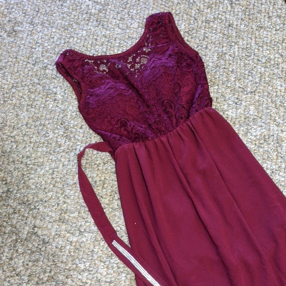 Burgundy Chiffon Gown